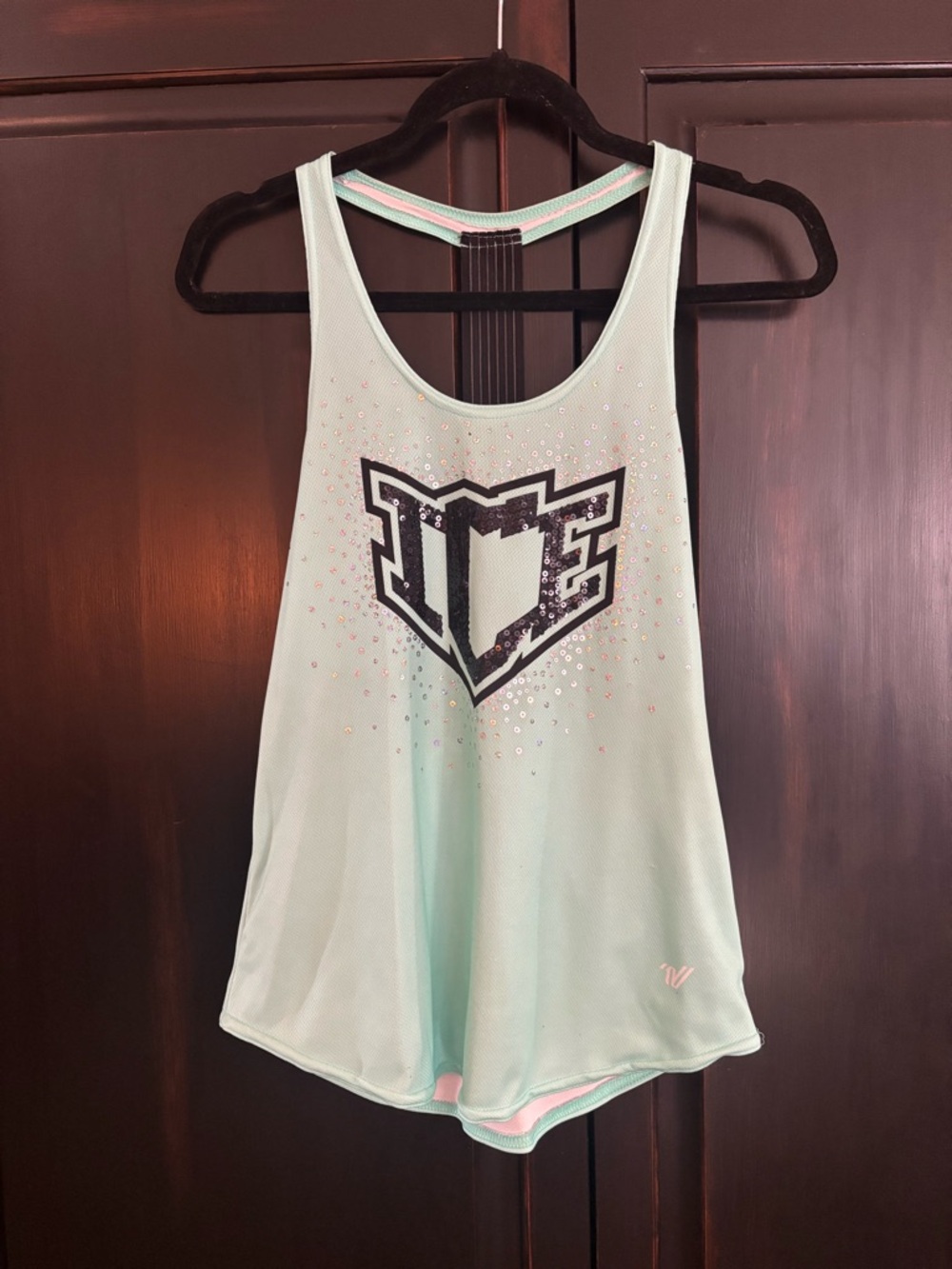 ICE Allstars Varsity Mint Sleeveless Active Tank Top with Rhinestone Logo